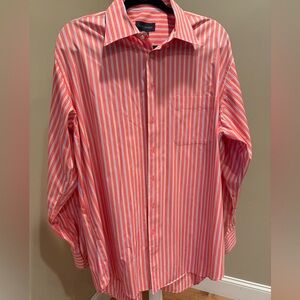 Scott Barber Men's Pink Striped Shirt Button Down XL 100% Cotton